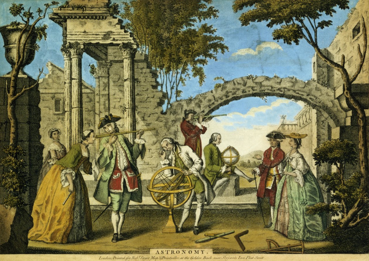 Astronomi, pub. av Robert Sayer (fl.1750-80) c.1750 (akvatint) av Richard Houston