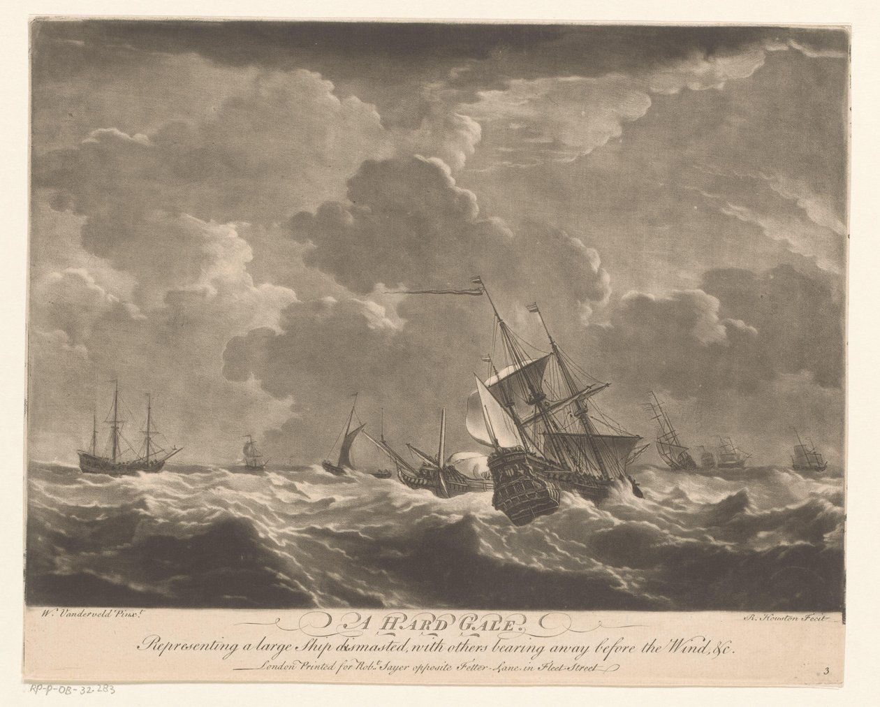 Örlogsfartyg på höga vågor A Hard Gale (titel på objekt) av Richard Houston