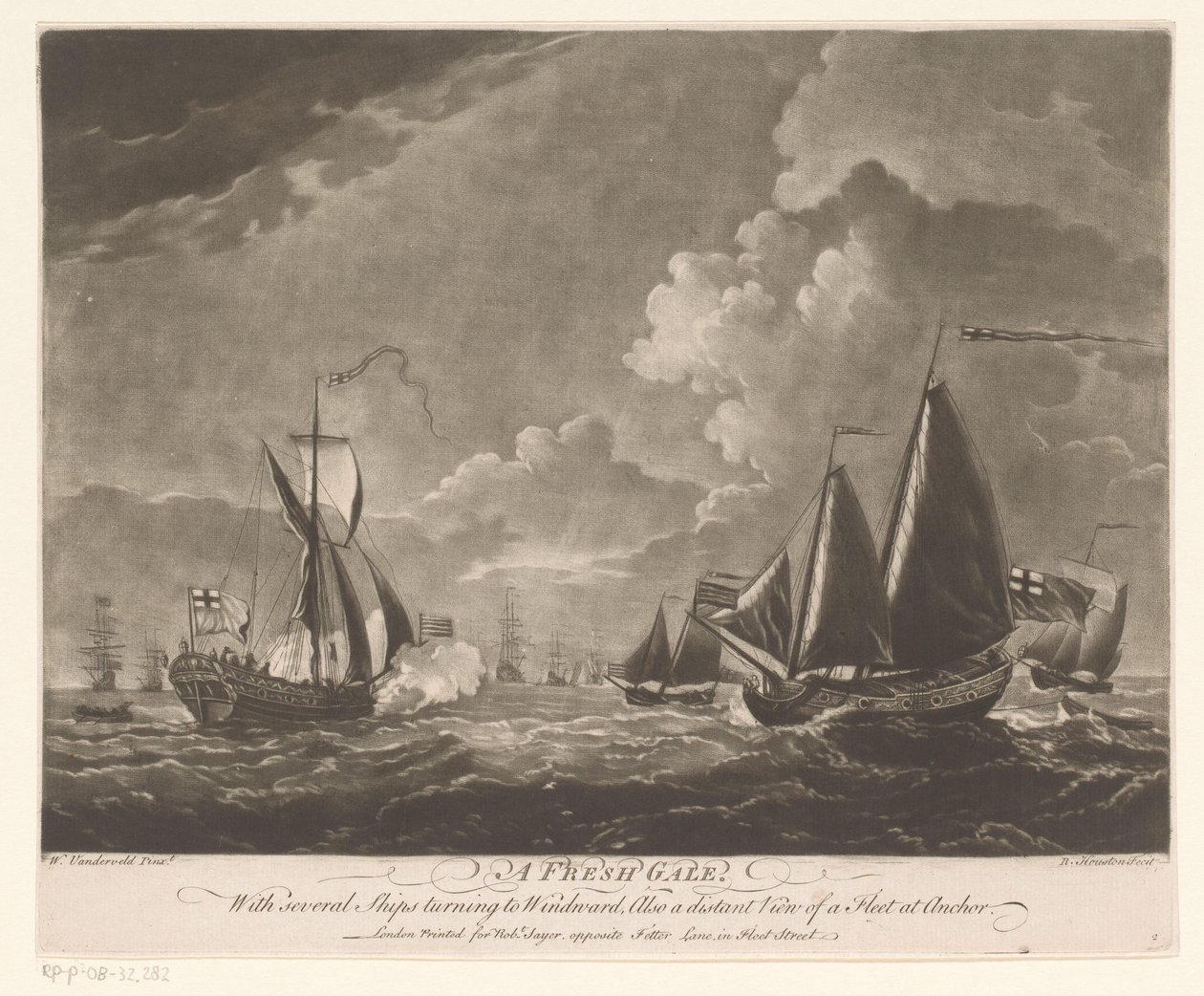 Flotta på ett oroligt hav A Fresh Gale (titel på objekt) av Richard Houston