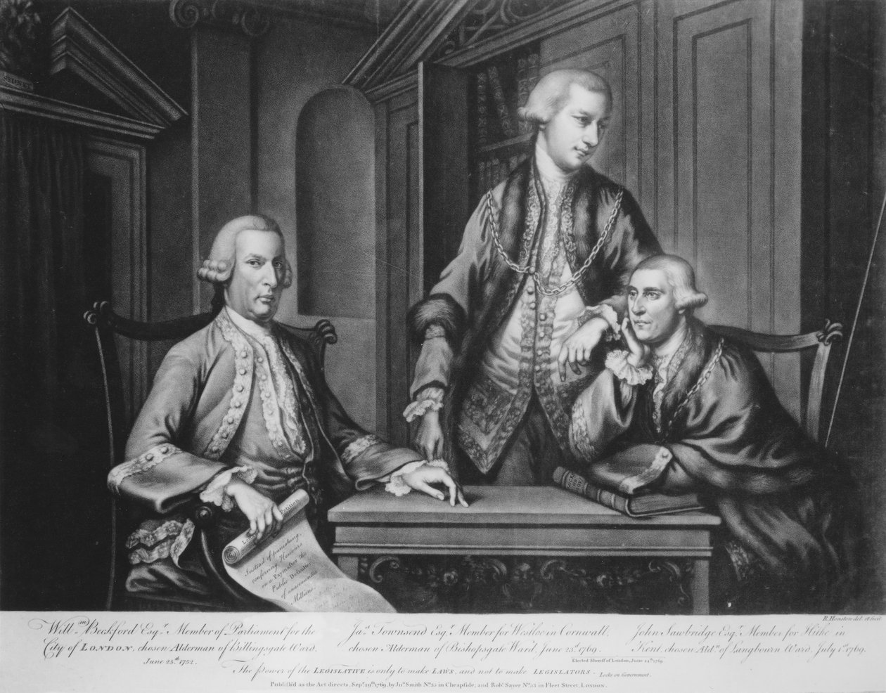 William Beckford (1709-70) James Townsend och John Sawbridge (ca 1732-95) Aldermen of London, graverad av konstnären, 1769 av Richard Houston
