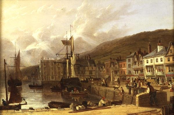 Utsikt över Dartmouth, Devon (olja på duk) av Richard Hume Lancaster