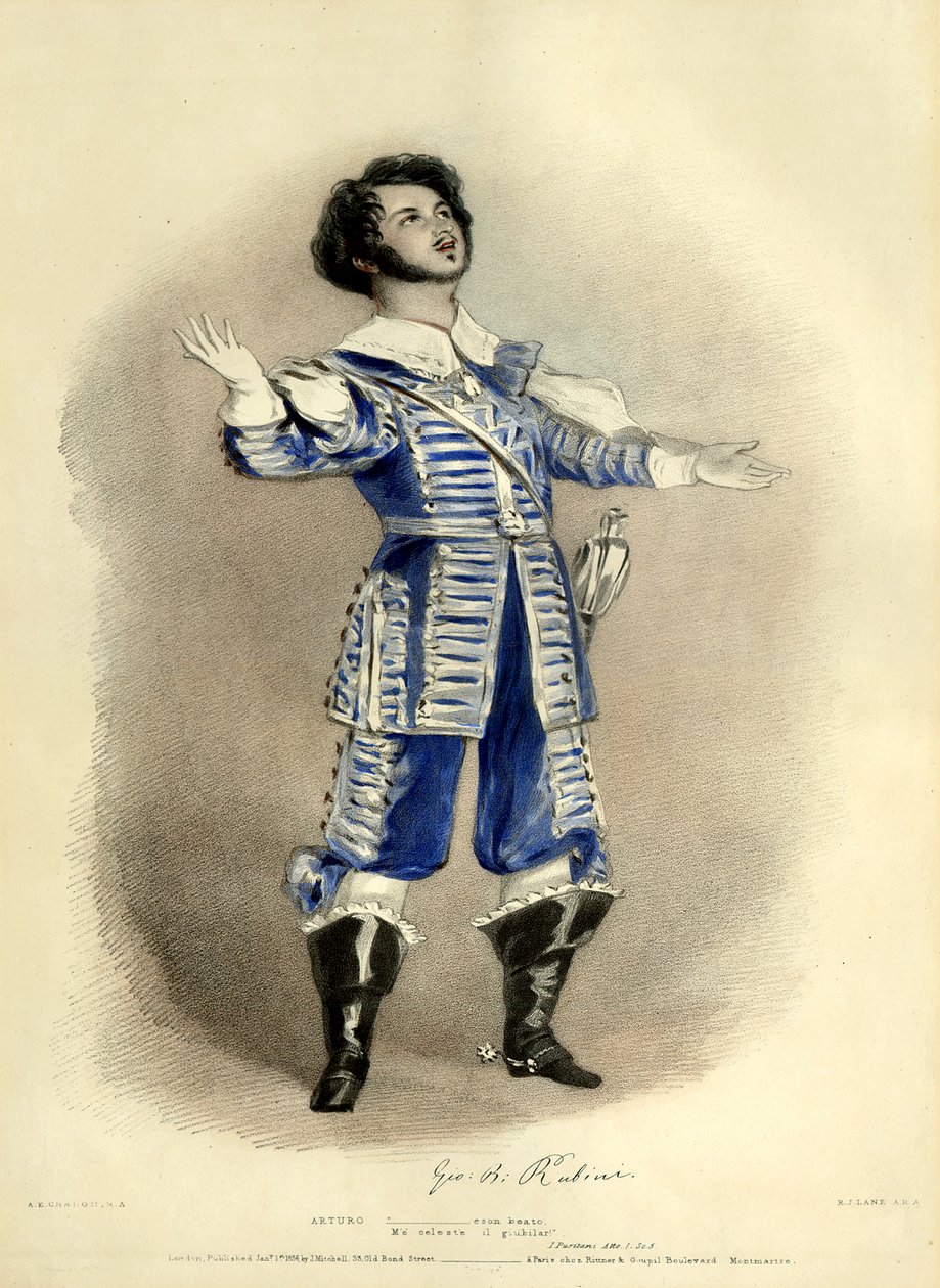 I Puritani med Giovanni Rubini som Arturo (skapade rollen) från första produktionen i Paris, Théâtre-Italien av Richard James Lane