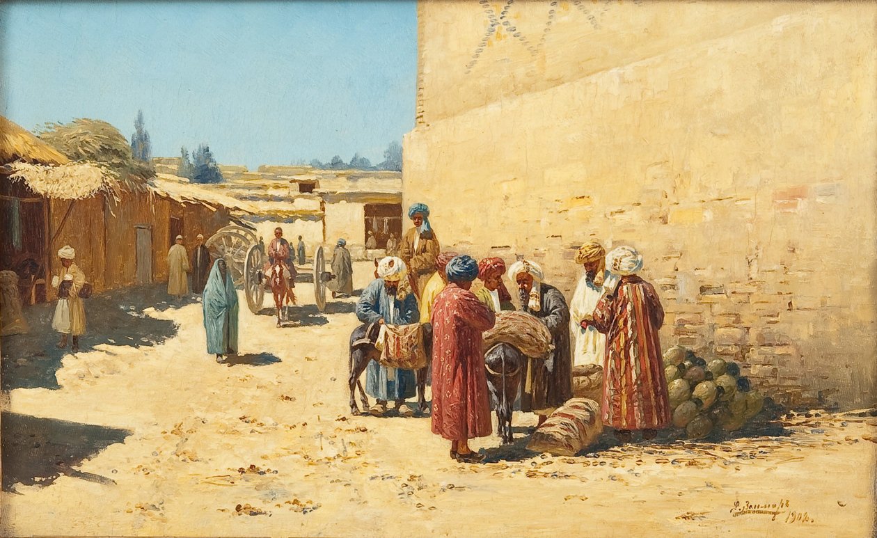 Gatuförsäljning i Centralasien, 1902 av Richard Karl Sommer
