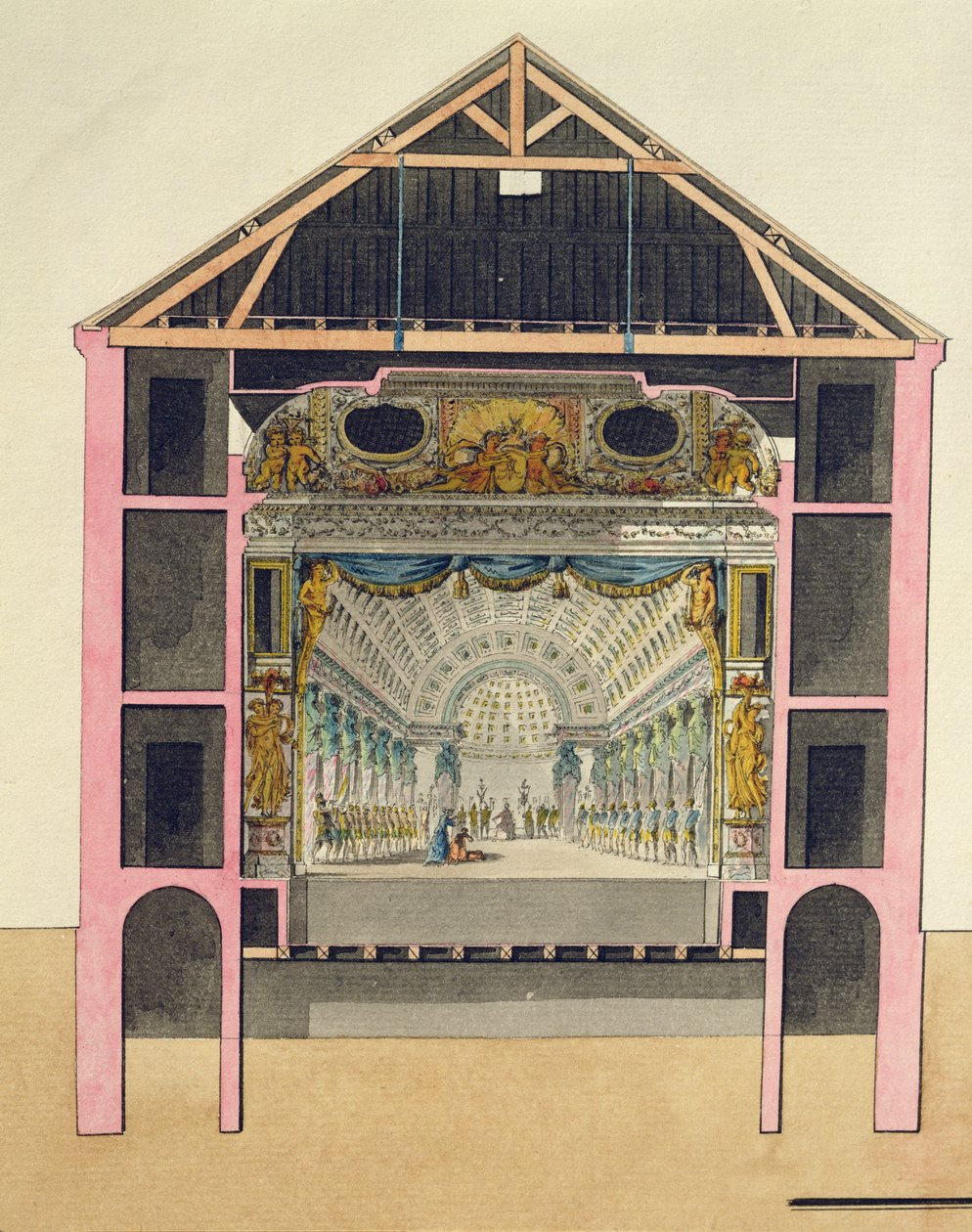 Plan för teatersalen i Le Petit Trianon, 1786 av Richard Mique