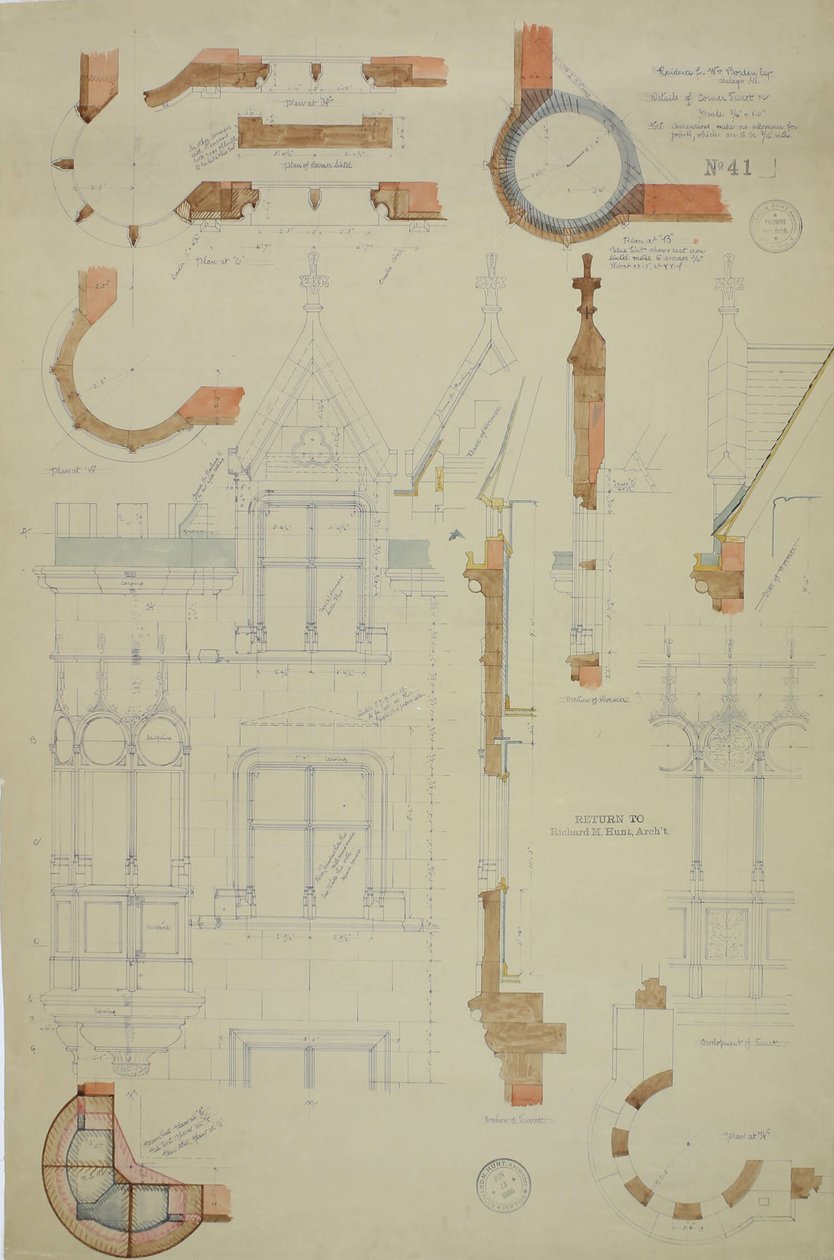 William Borden Esq. House, Chicago, Illinois, Detalj av Richard Morris Hunt