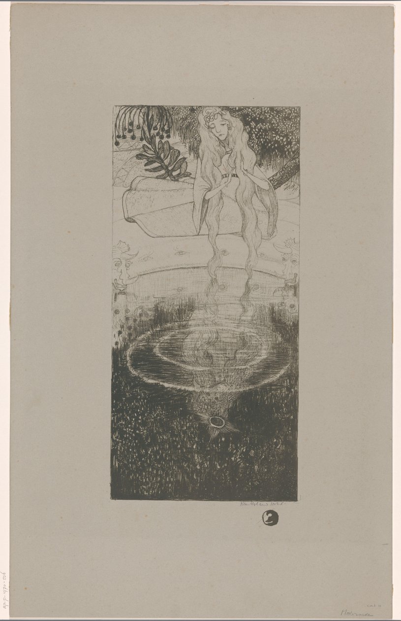 Mélisande tittar på sin ring som har fallit i vattnet av Richard Nicolaüs Roland Holst (signed by artist)