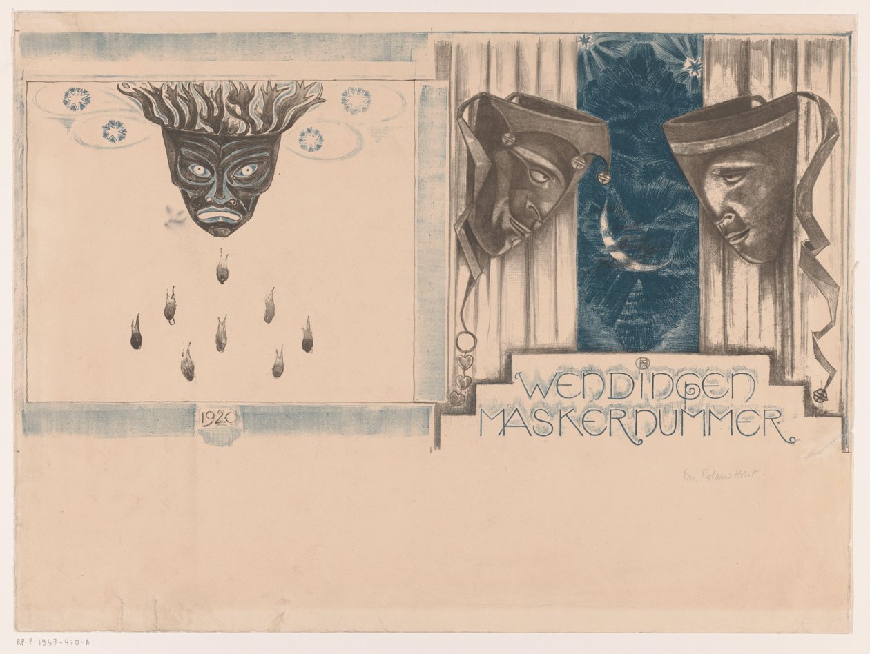 Omslagsdesign för: Twists, Mask Number, 1920 av Richard Nicolaüs Roland Holst (signed by artist)