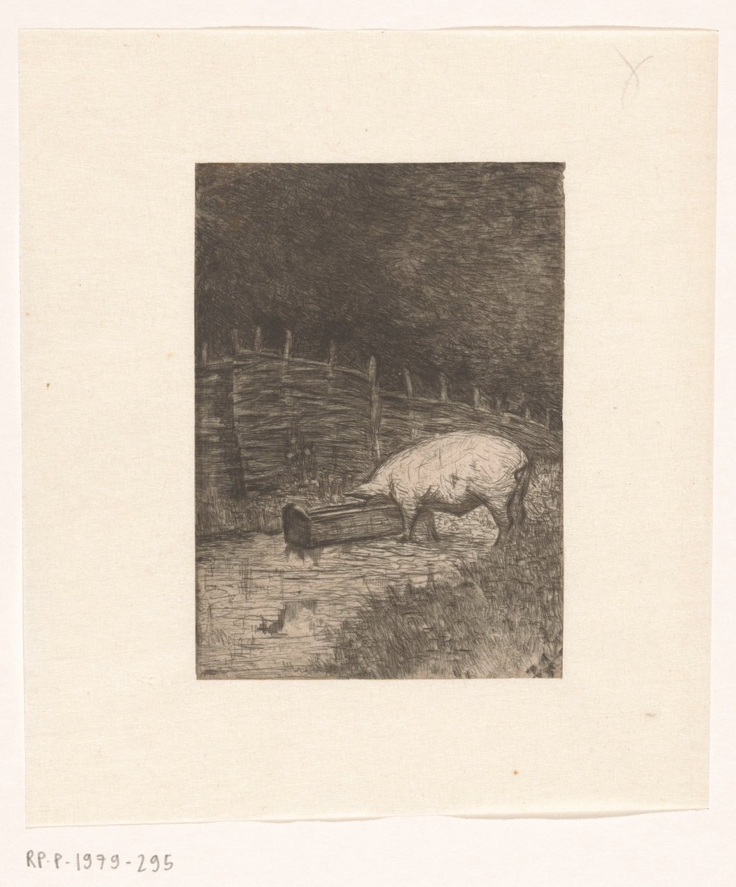 Gris som äter från ett tråg av Richard Nicolaüs Roland Holst
