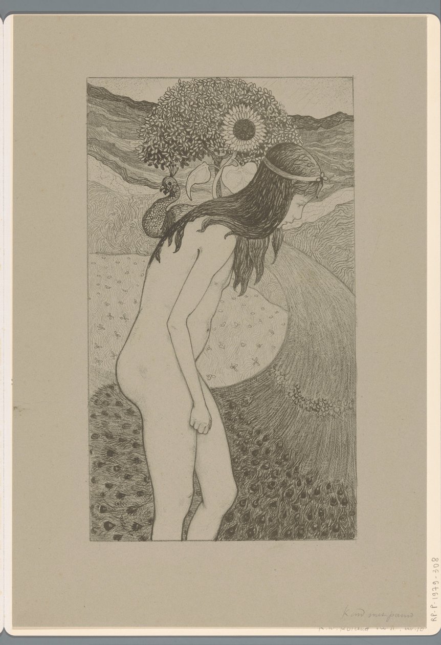 Barn med påfågel (titel på objekt) av Richard Nicolaüs Roland Holst