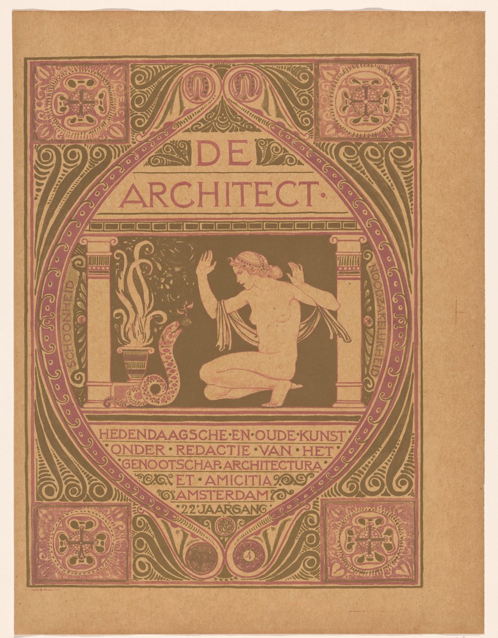 Omslagsdesign för: De Architect, 1911 av Richard Nicolaüs Roland Holst