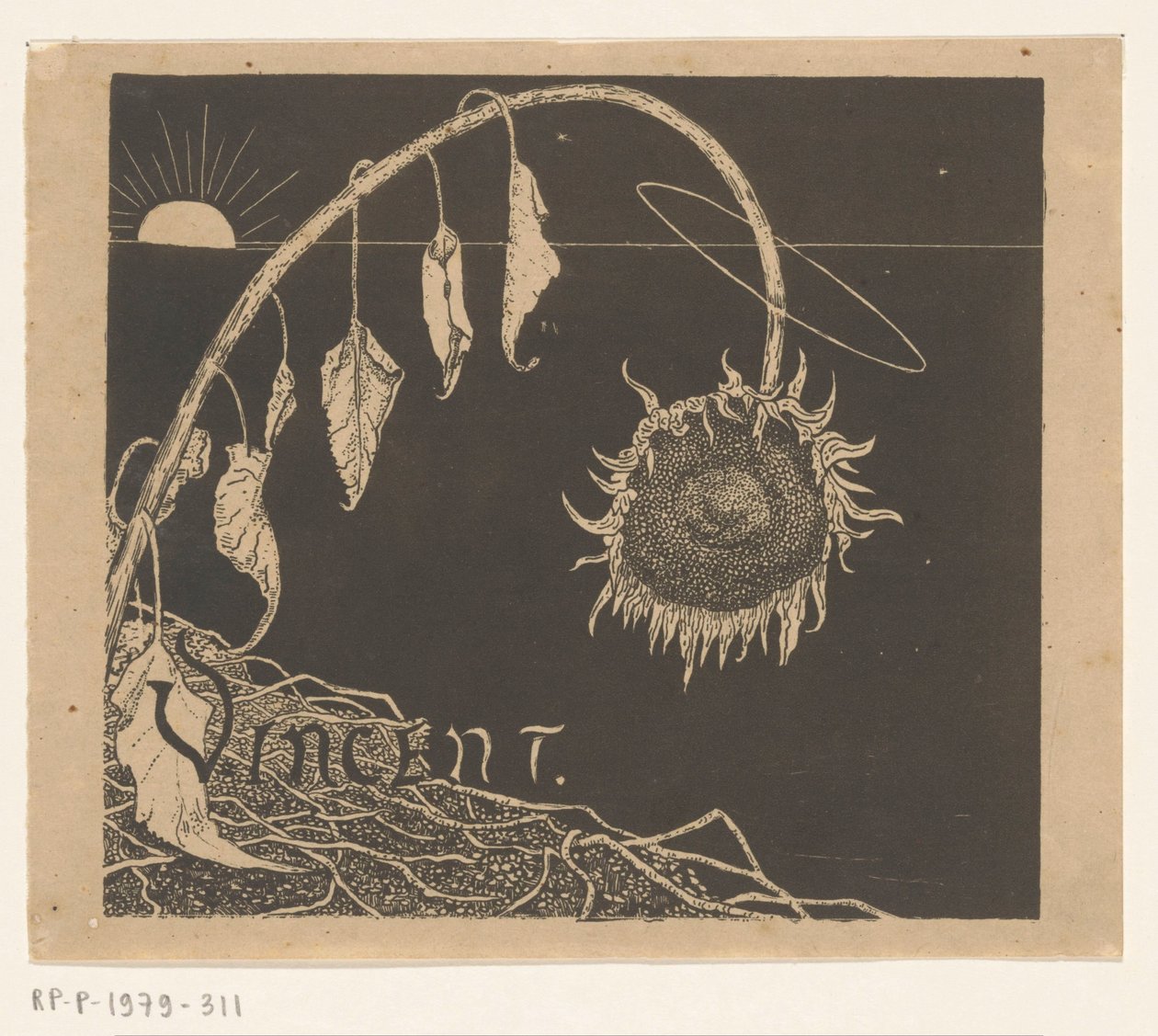 Omslagsdesign för: Richard Roland Holst, Utställning av Vincent Van Goghs överlevande verk, 1892 av Richard Nicolaüs Roland Holst