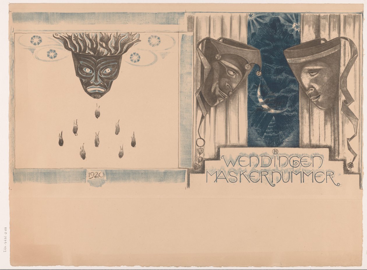 Omslagsdesign för: Wendingen, Mask Issue, 1920 av Richard Nicolaüs Roland Holst