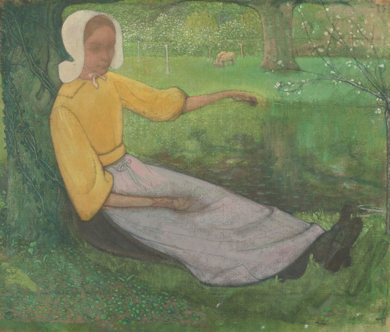 Kvinna från Huizen som sitter under ett träd av Richard Nicolaüs Roland Holst