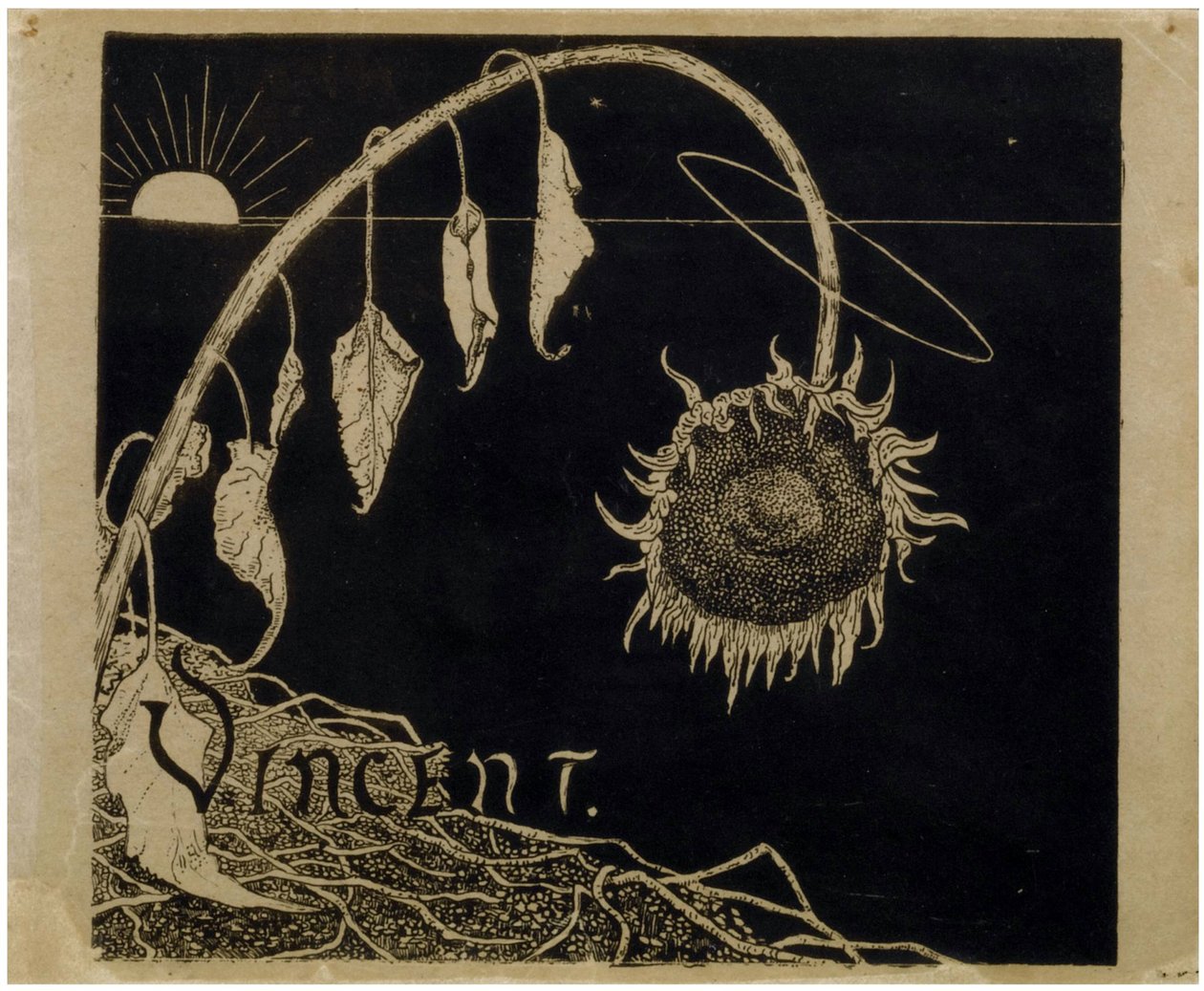 Omslagsdesign för utställningen av Vincent van Gogh i Amsterdam par Holst, Richard Roland (1868-1938). Litografi, storlek: 18,2x21 av Richard Nicolaus Holst Roland
