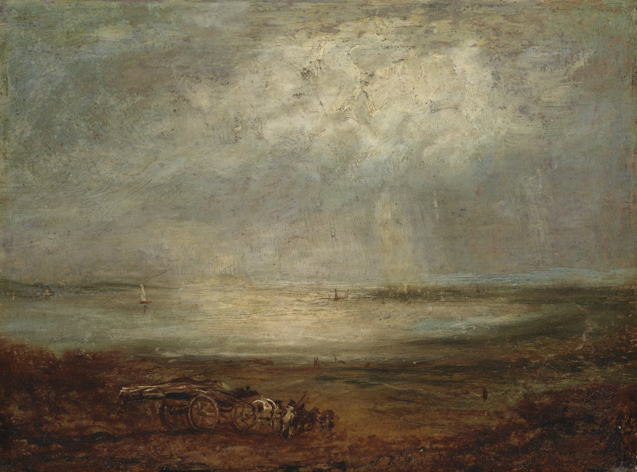 Strandscen med vagn och häst, 1825 av Richard Parkes Bonington
