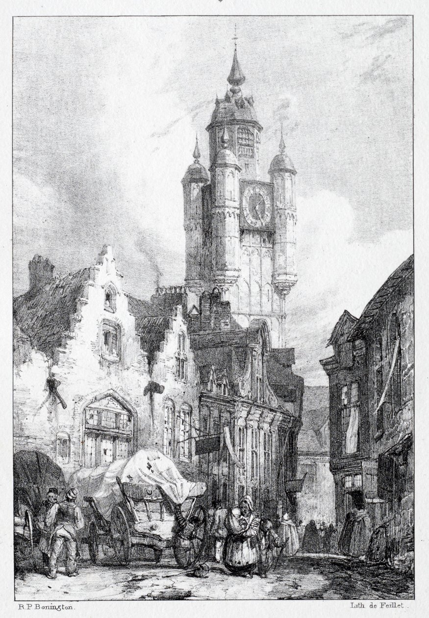 Bergues: Marknadstornet, 1824. av Richard Parkes Bonington