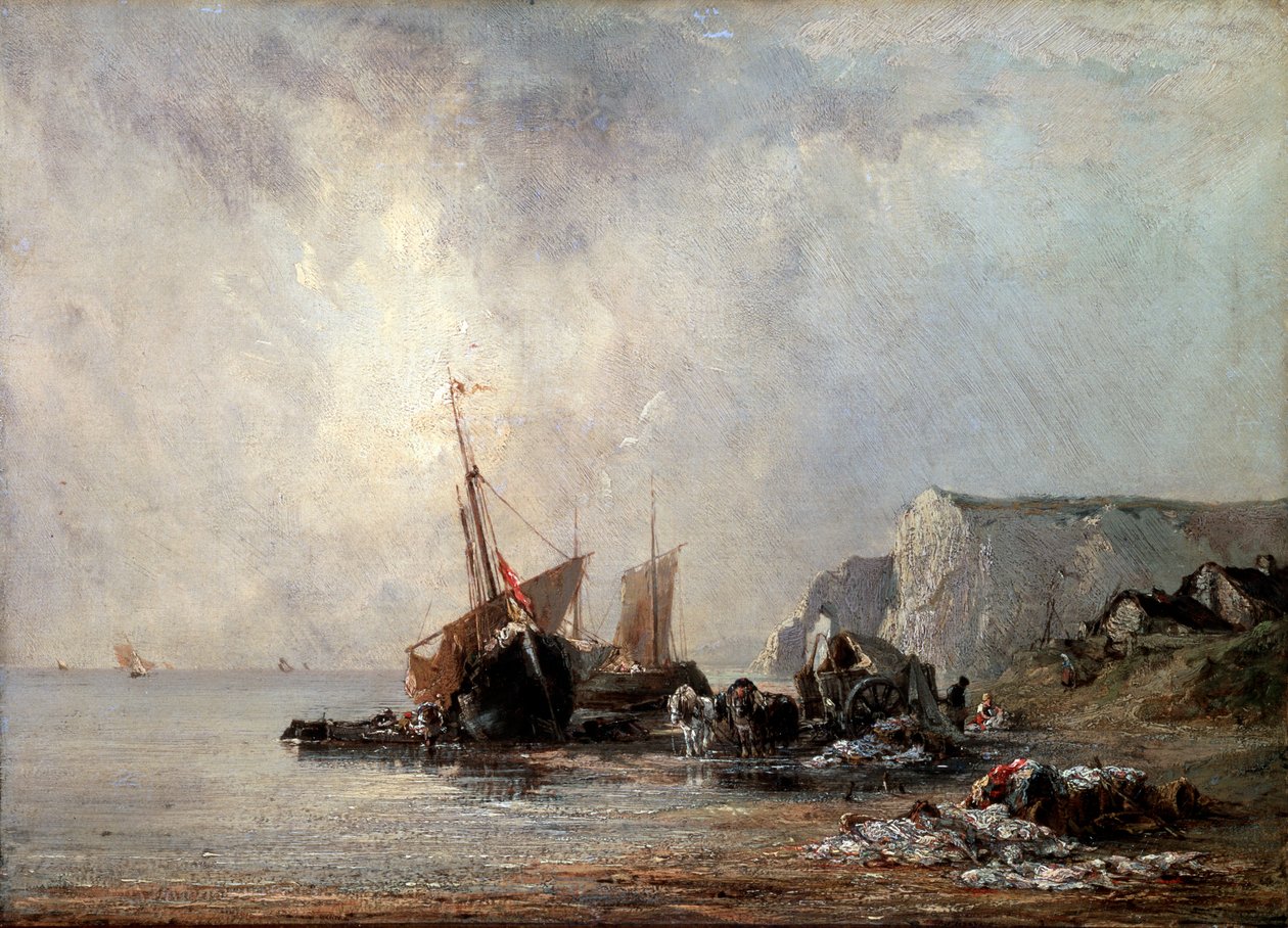 Båtar vid Normandies kust, 1823. av Richard Parkes Bonington