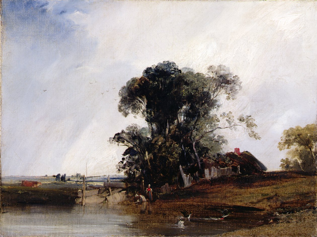 Landskap med damm, ca 1825-26 (olja på duk) av Richard Parkes Bonington