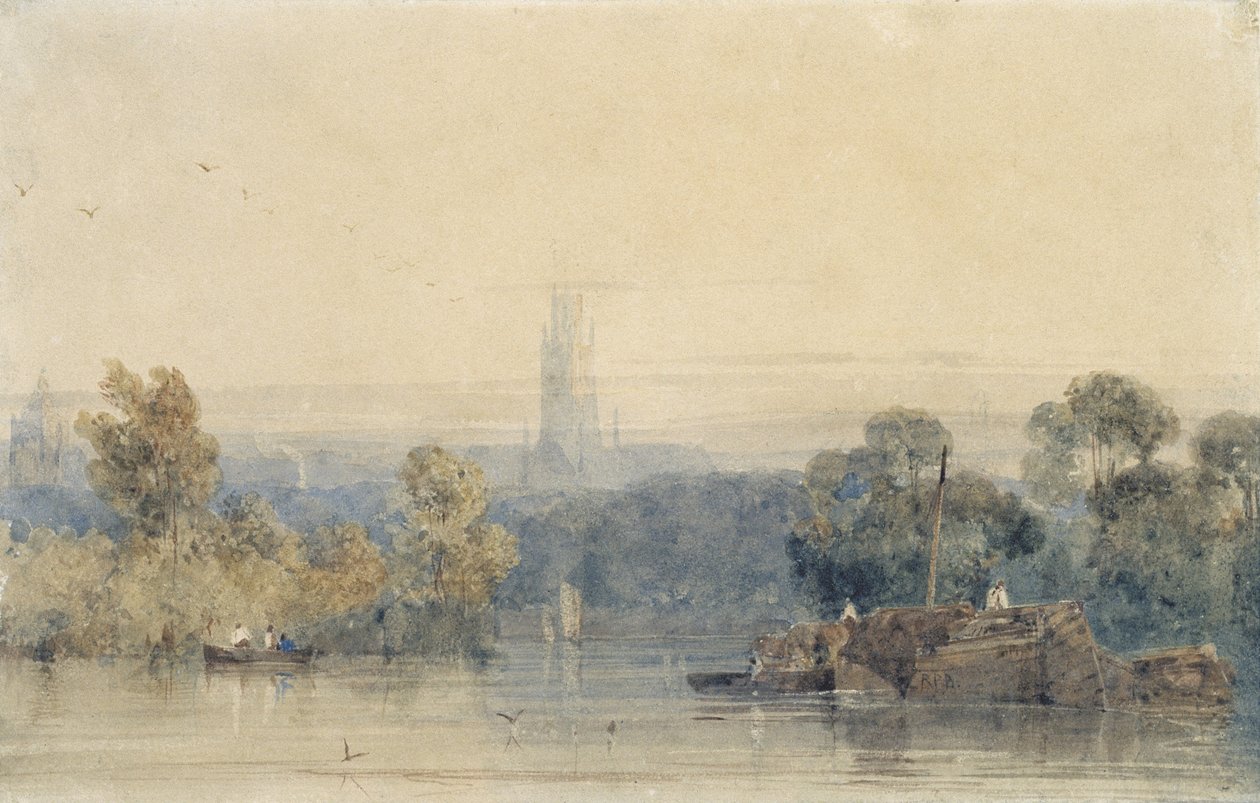 Near Boston, Lincolnshire (grafit  akvarell på papper) av Richard Parkes Bonington