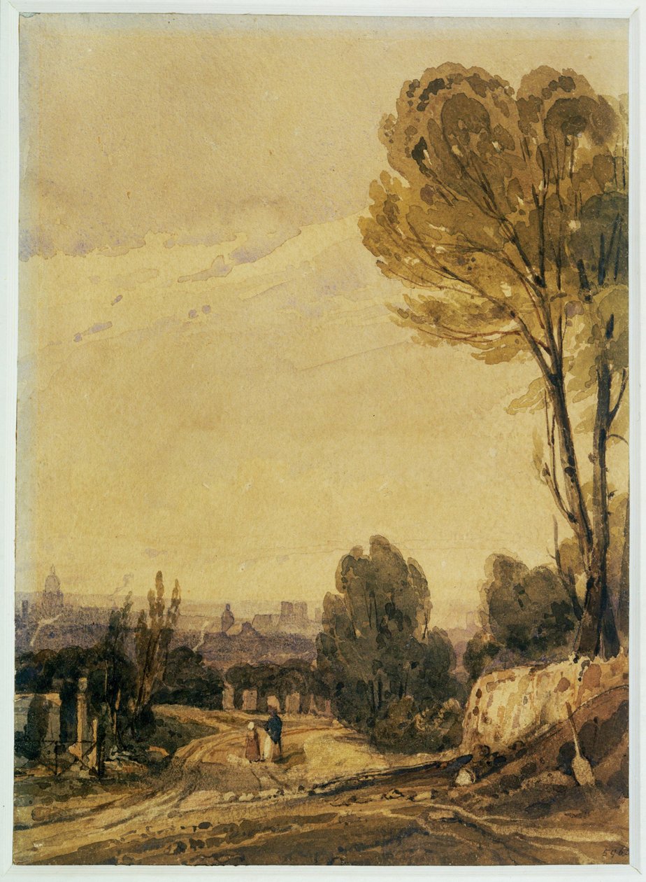 Paris sett från Pere Lachaise-kyrkogården ... (målning på duk) av Richard Parkes Bonington