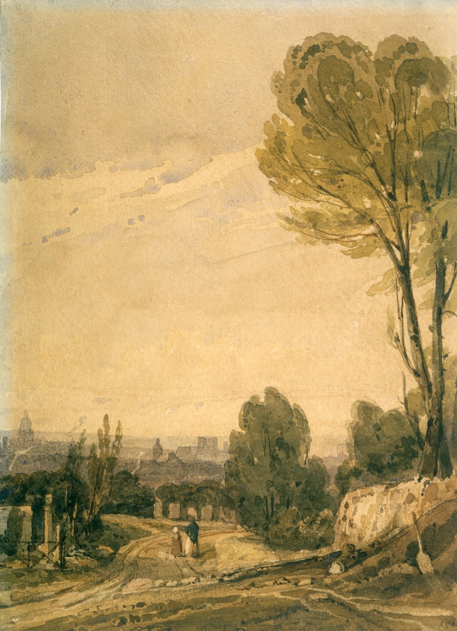 Paris sett från Pere Lachaise-kyrkogården, c1825 av Richard Parkes Bonington