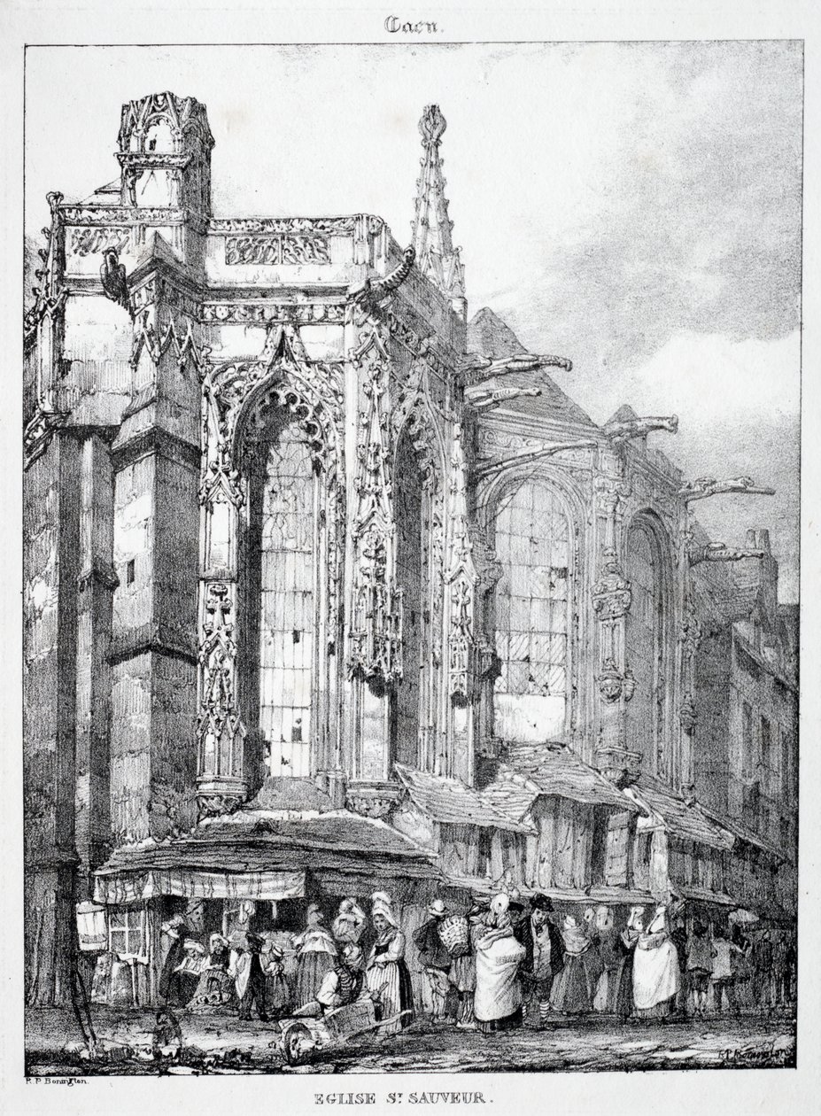 Rester och fragment av arkitektur från medeltiden: St. Sauveur-kyrkan, Caën av Richard Parkes Bonington