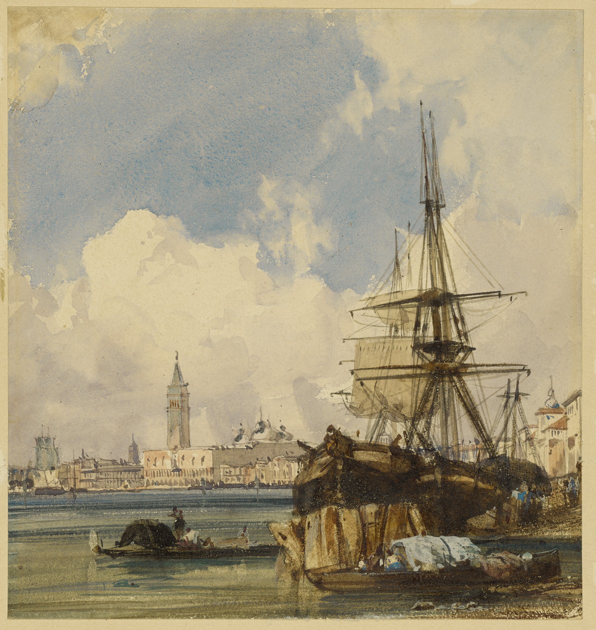 Riva degli Schiavoni, nära San Biagio, Venedig av Richard Parkes Bonington