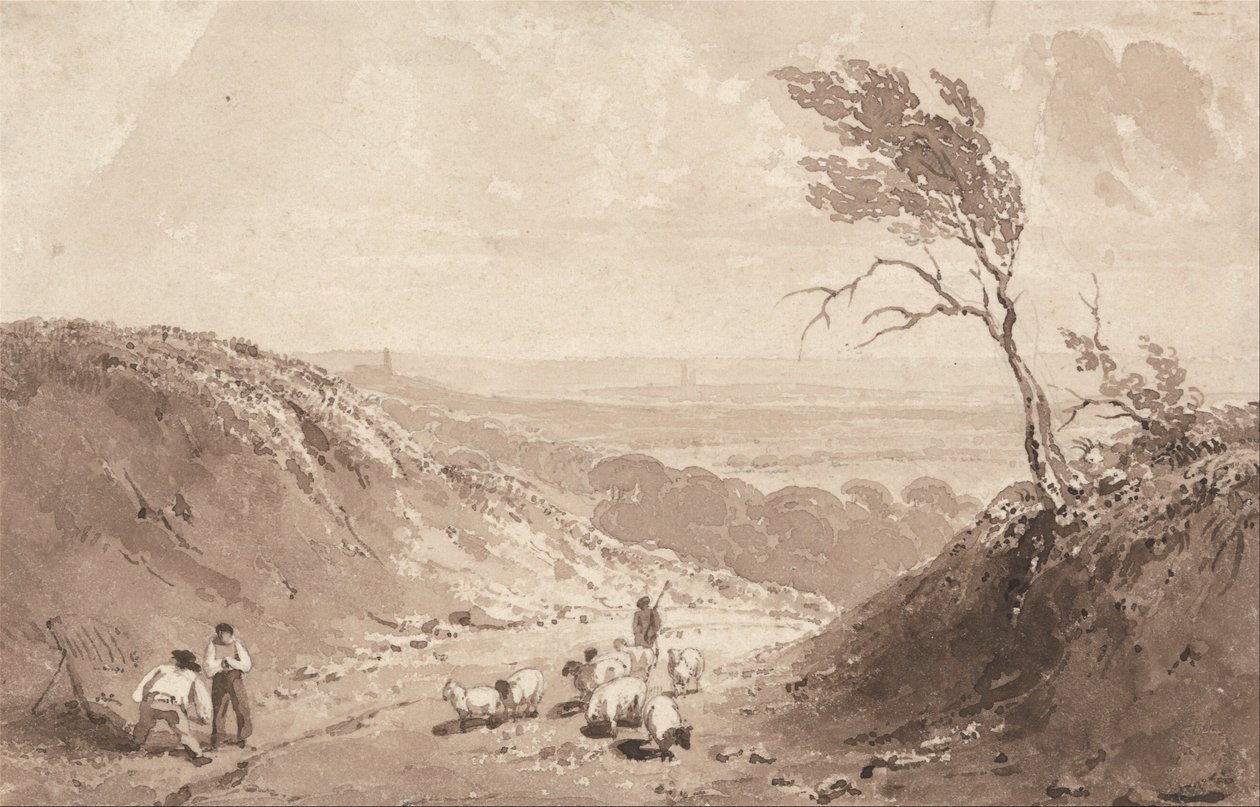 Vägarbetare, nära Lillebonne av Richard Parkes Bonington