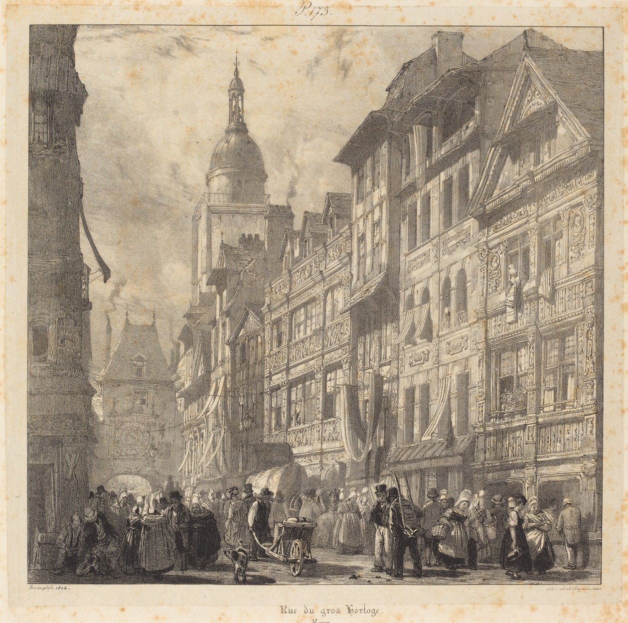 Rue du Gros-Horloge, Rouen av Richard Parkes Bonington
