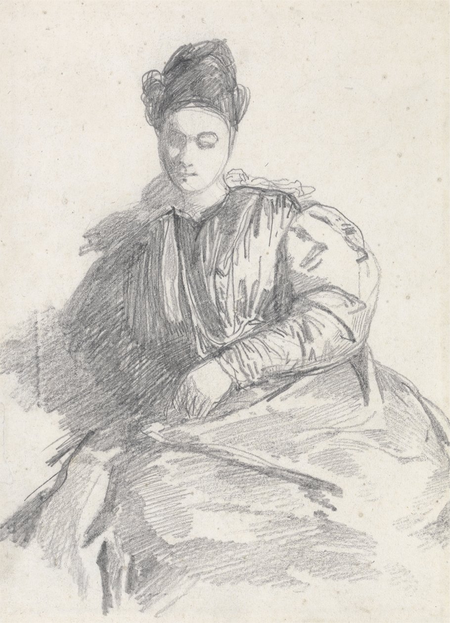 Studie av en sittande kvinna (grafit på papper) av Richard Parkes Bonington