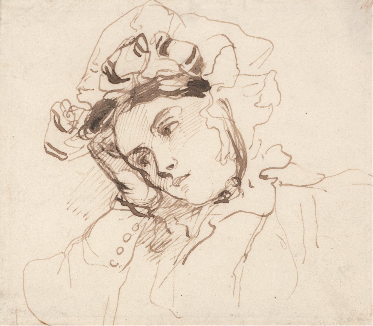 Studie av en kvinna med huvudet på handen av Richard Parkes Bonington