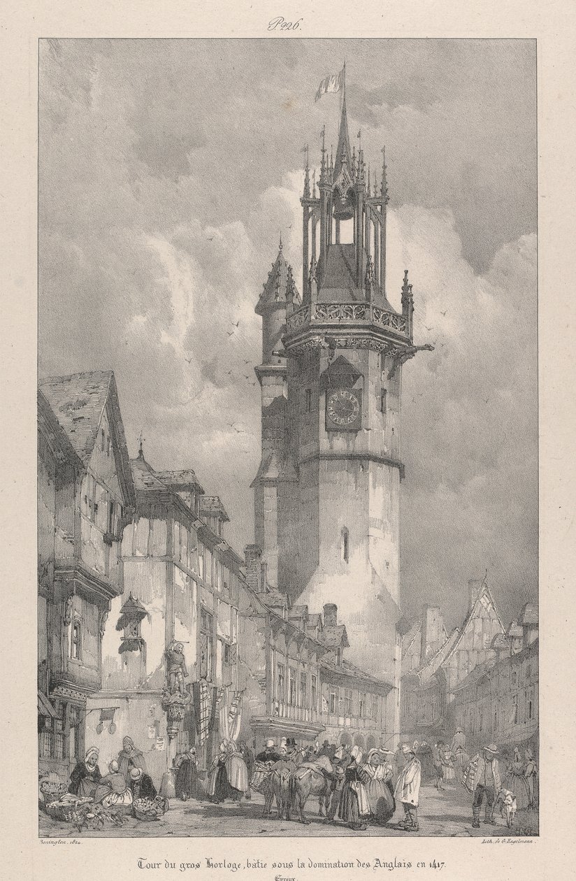Gros Horloge-tornet, byggt under engelsmännens dominans 1417 av Richard Parkes Bonington