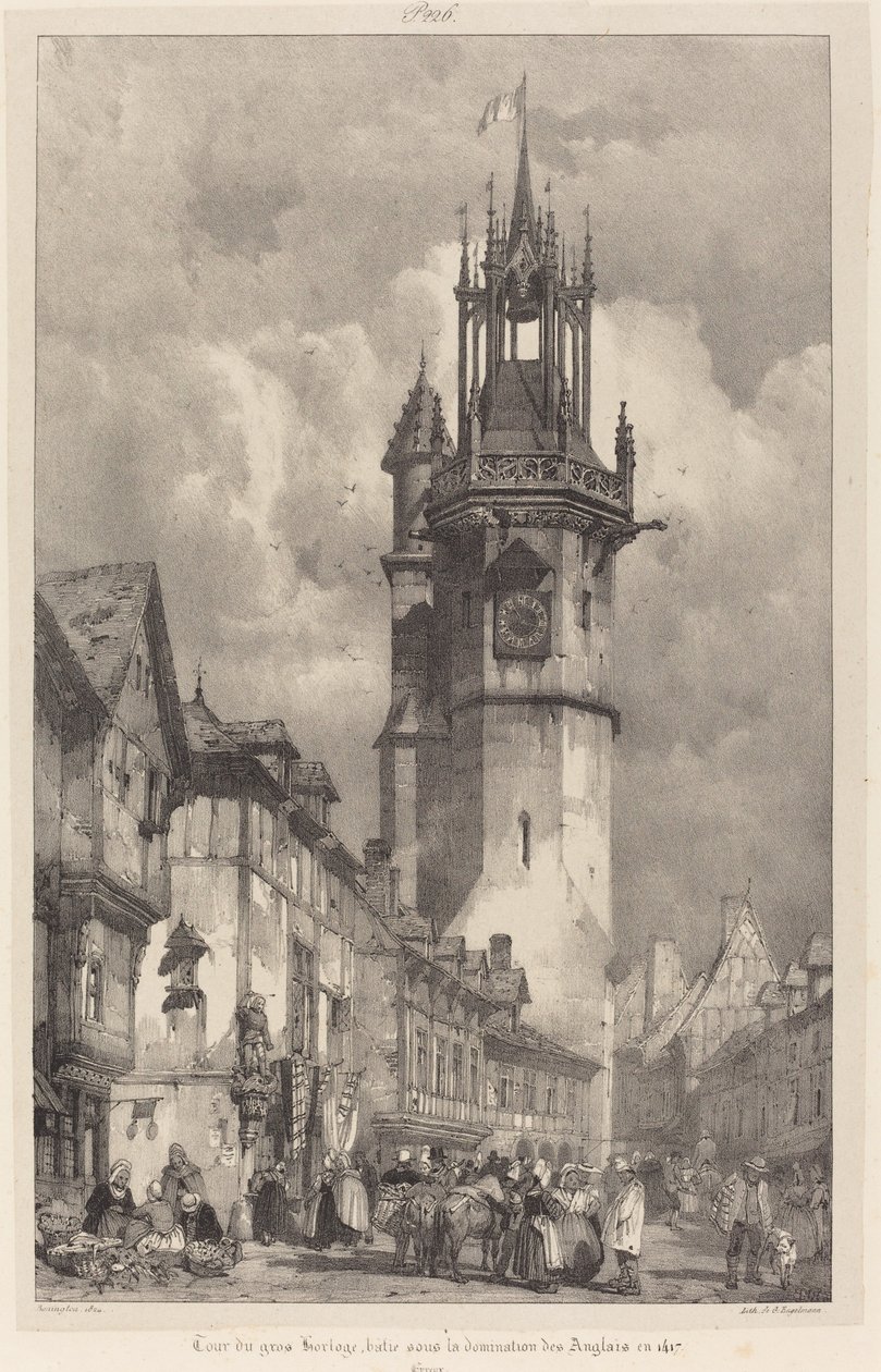 Gros-Horloge-tornet, Evreux av Richard Parkes Bonington