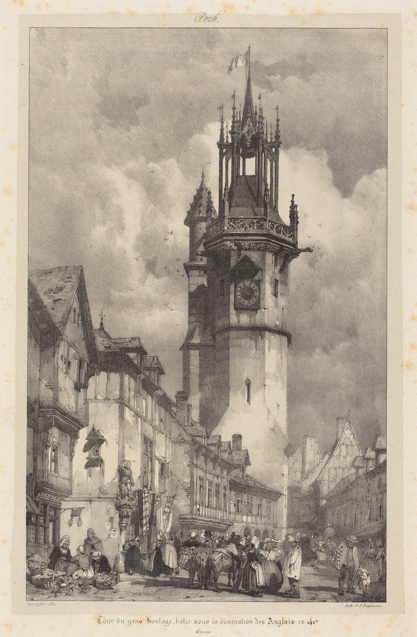 Gros-Horloge-tornet, Evreux av Richard Parkes Bonington