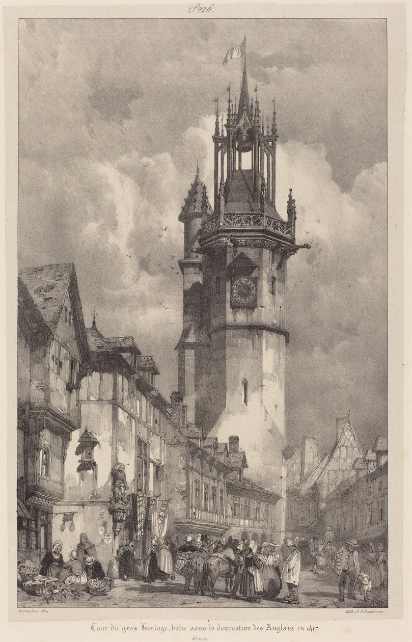 Gros-Horloge-tornet, Évreux av Richard Parkes Bonington