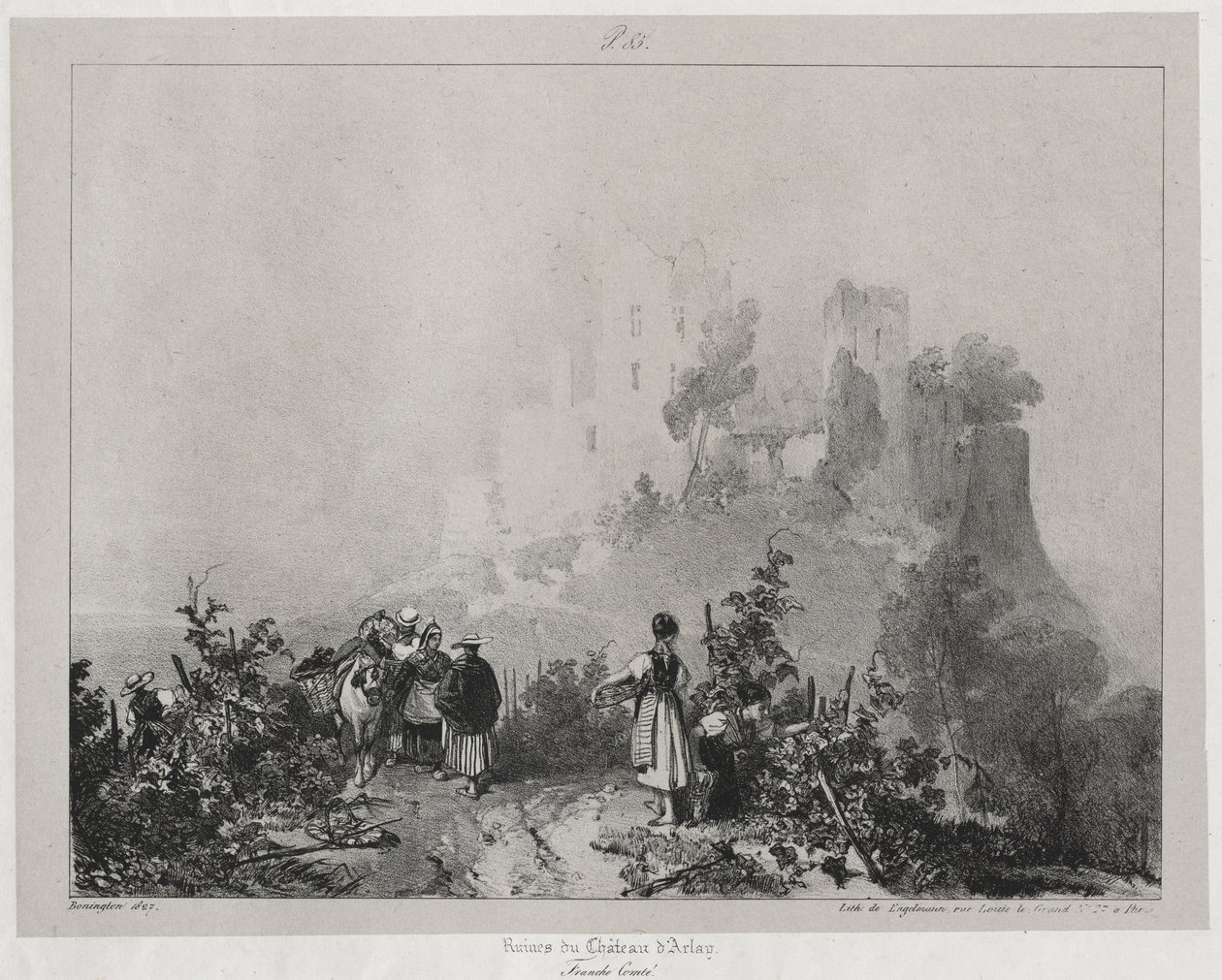 Pittoreska och romantiska resor i det antika Frankrike, Franche-Comté: Ruinerna av slottet Arlay av Richard Parkes Bonington