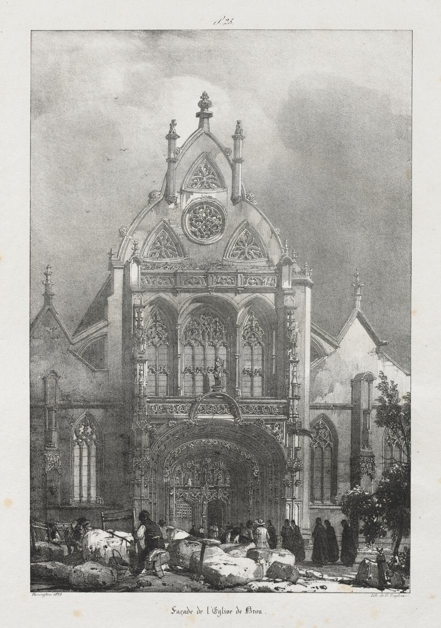 Pittoreska och romantiska resor i det antika Frankrike, Franche-Comté: Fasad av kyrkan Brou av Richard Parkes Bonington