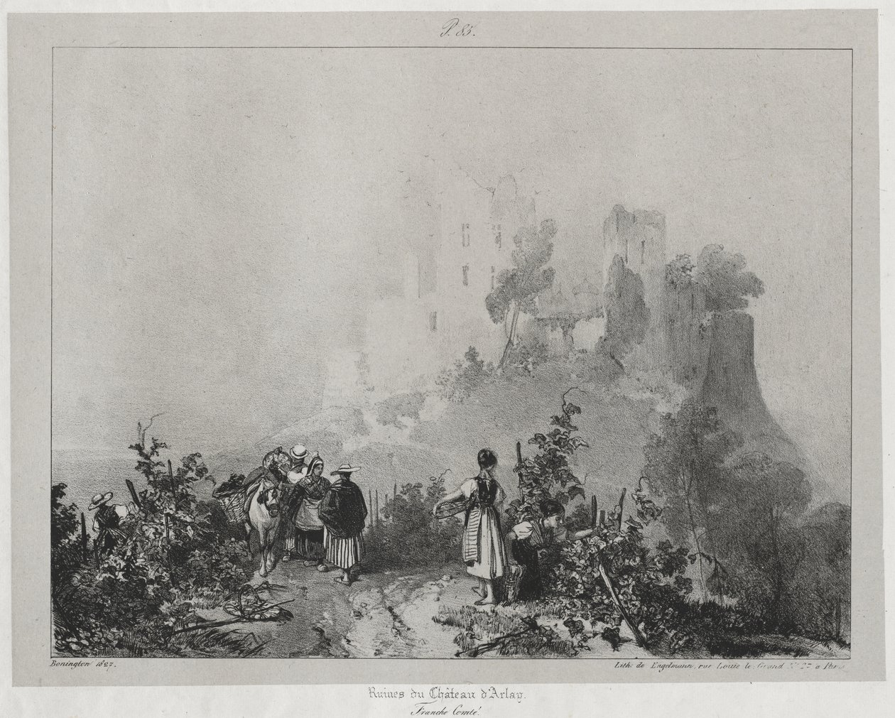 Pittoreska och romantiska resor i det antika Frankrike, Franche-Comté: Ruinerna av slottet Arlay av Richard Parkes Bonington
