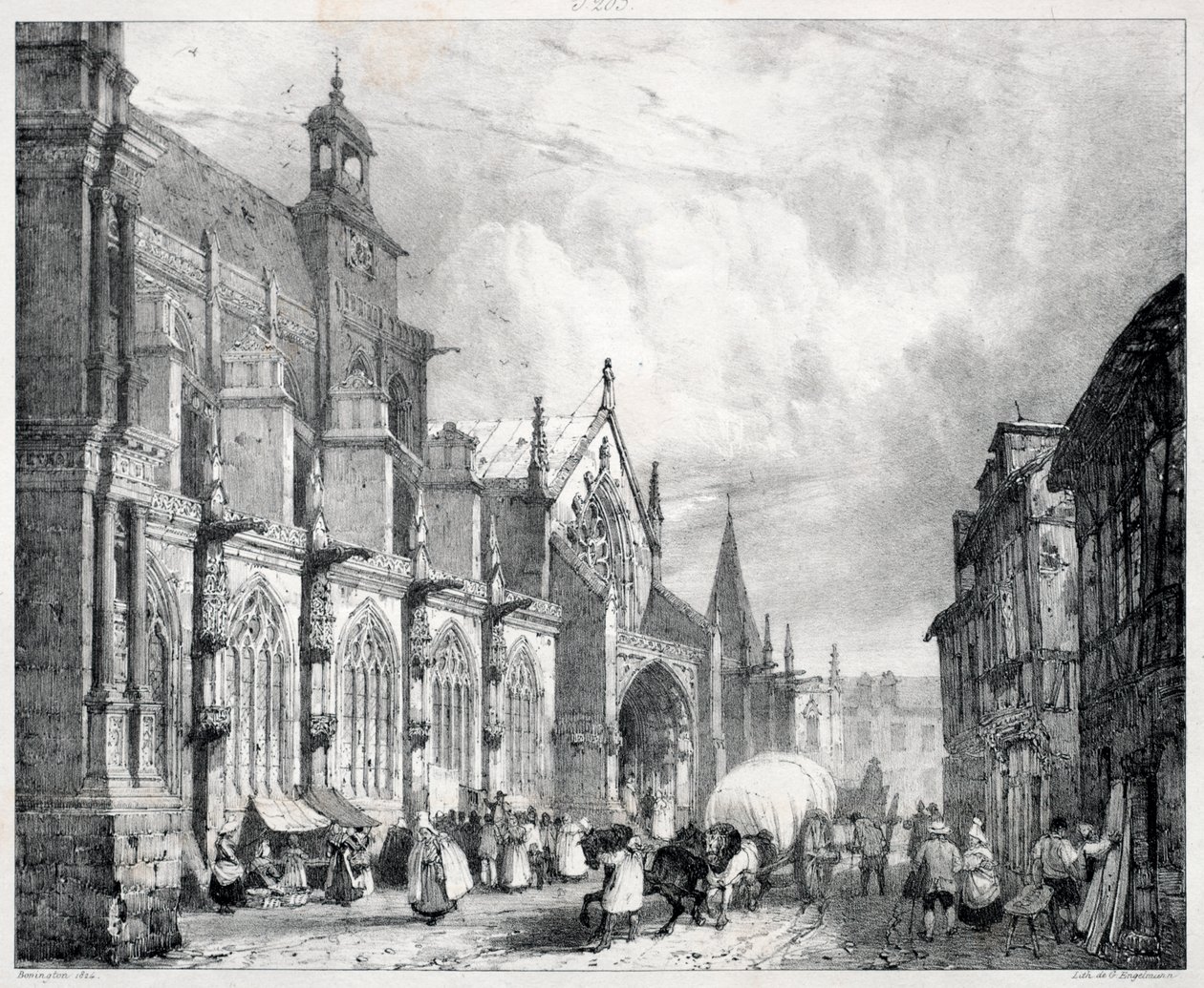 Pittoreska och romantiska resor i det antika Frankrike, Normandie: Kyrkan Saint Gervais och Saint Protais i Gisors av Richard Parkes Bonington