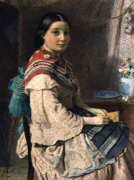 The Fishergirl (akvarell på papper) av Richard Peter Richards