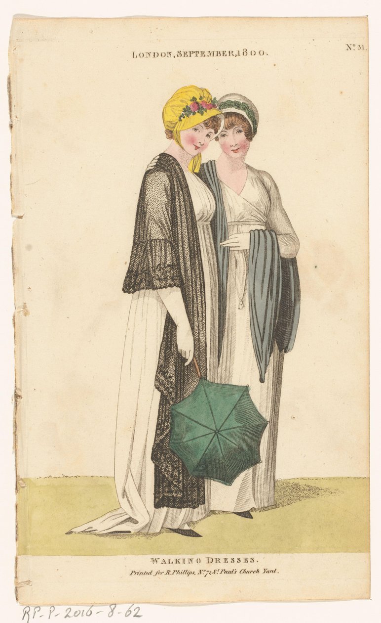 Magazine av kvinnligt mode i London och Paris. Nr 31: London, september 1800: Vandringsklänningar av Richard Phillips