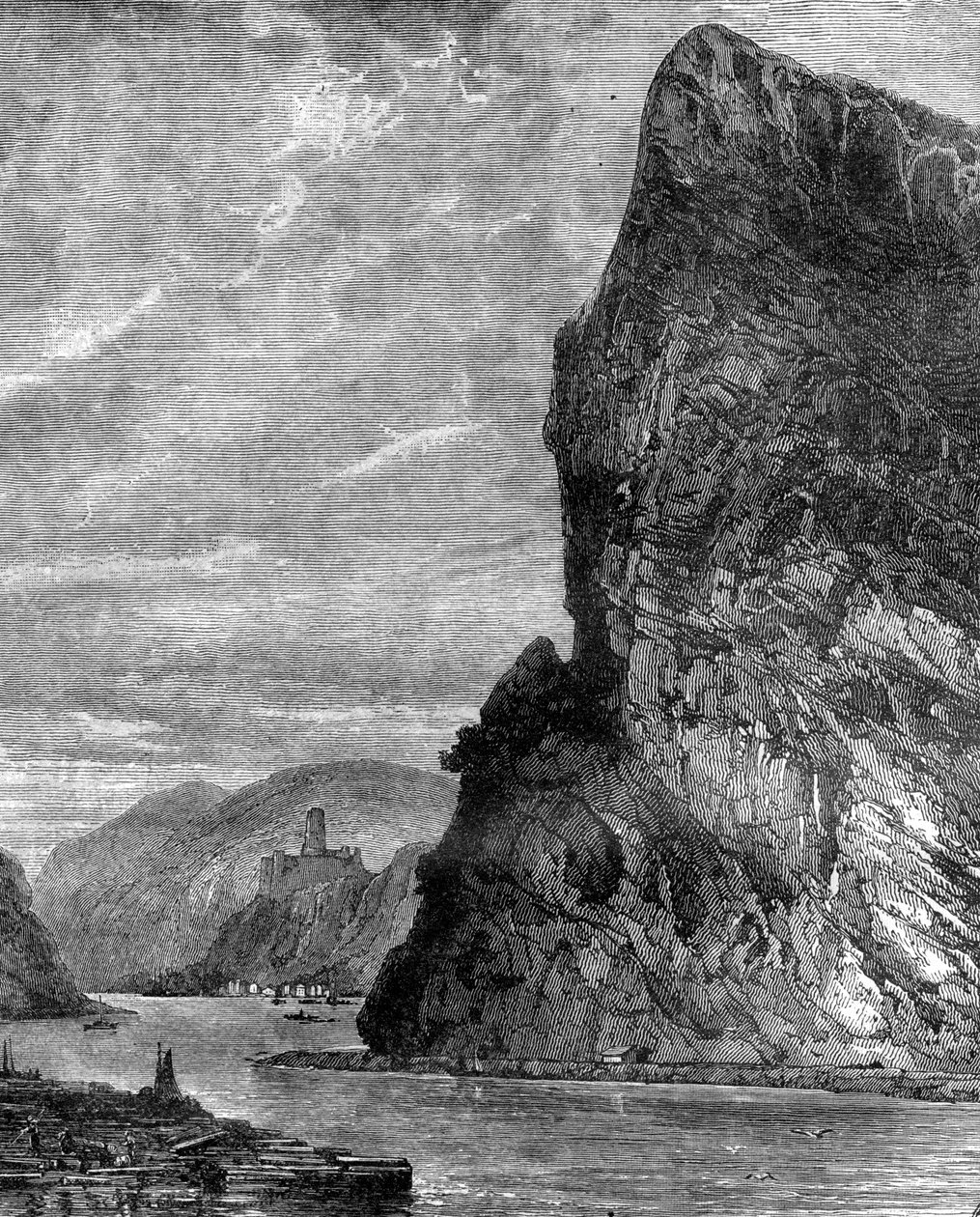 Loreley rock, nära St Goarshausen, Tyskland, 1800-talet av Richard Principal Leitch