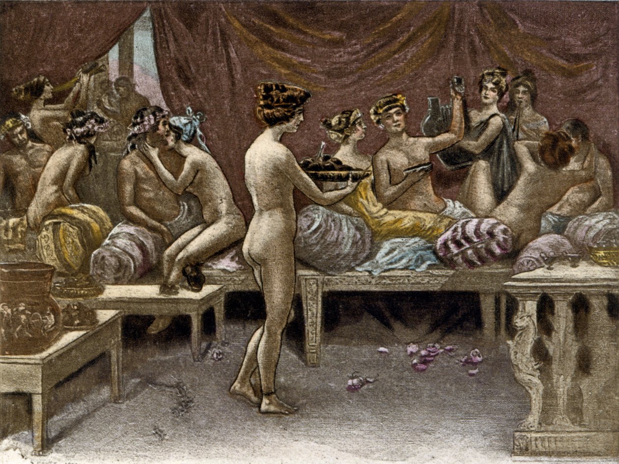 Illustration av Richard Ranft (1862 - 1931) för Lucien de Samosate (125 ca - 192): kurtisanerna. av Richard Ranft