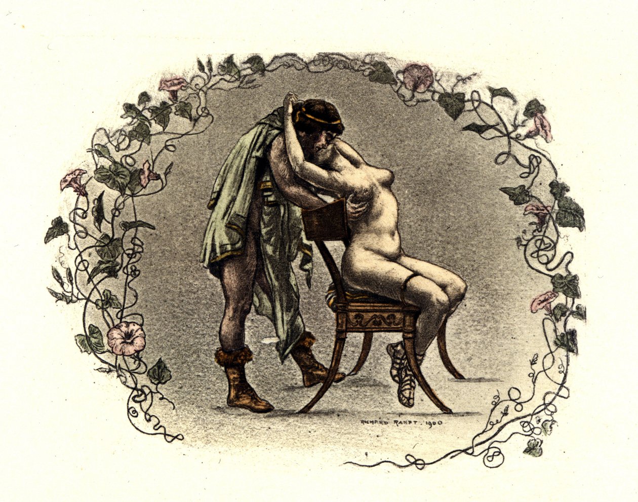 Illustration av Richard Ranft (1862 - 1931) för Lucien de Samosate (125 ca - 192): "Kurtisanerna"". 1899 av Richard Ranft