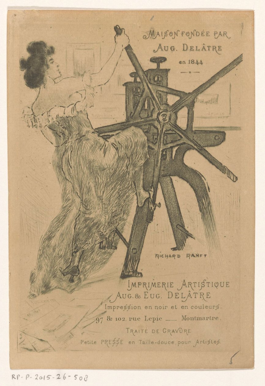 Visitkort från tryckerierna Auguste och Eugène Delâtre i Paris av Richard Ranft