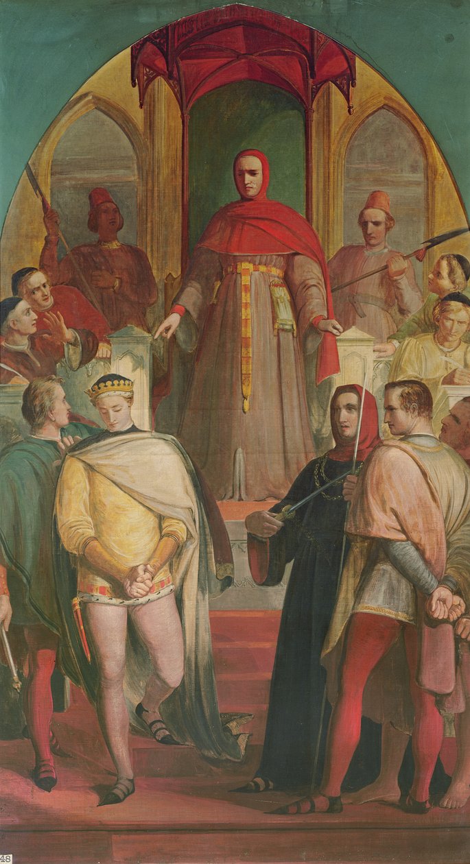 Prins Henrik (1387-1422) Erkännande av domaren Gascoignes auktoritet (ca 1350-1419) 1845 av Richard Redgrave
