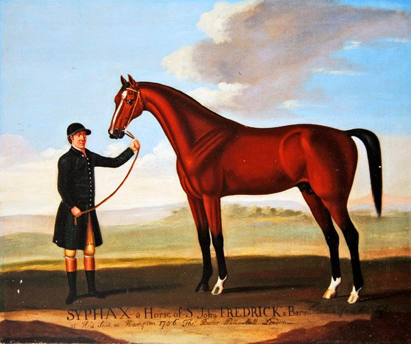 Sir John Fredericks jägare "Syphax" som hålls av hans brudgum på Hampton av Richard Roper