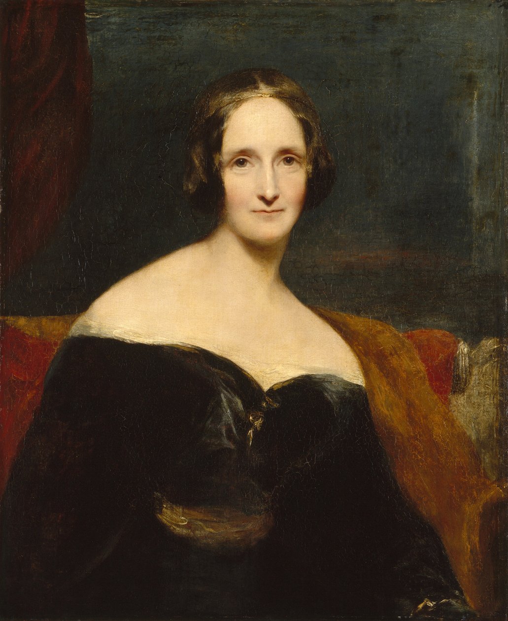 Porträtt av Mary Shelley, brittisk författare, ca 1840 (olja på duk) av Richard Rothwell