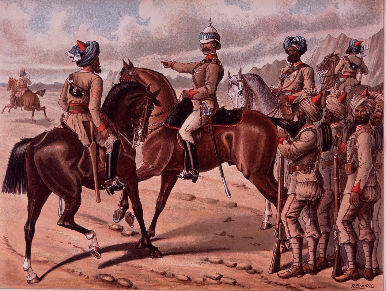 The Corps of Guides, c.1895 (lito i färg) av Richard Simkin