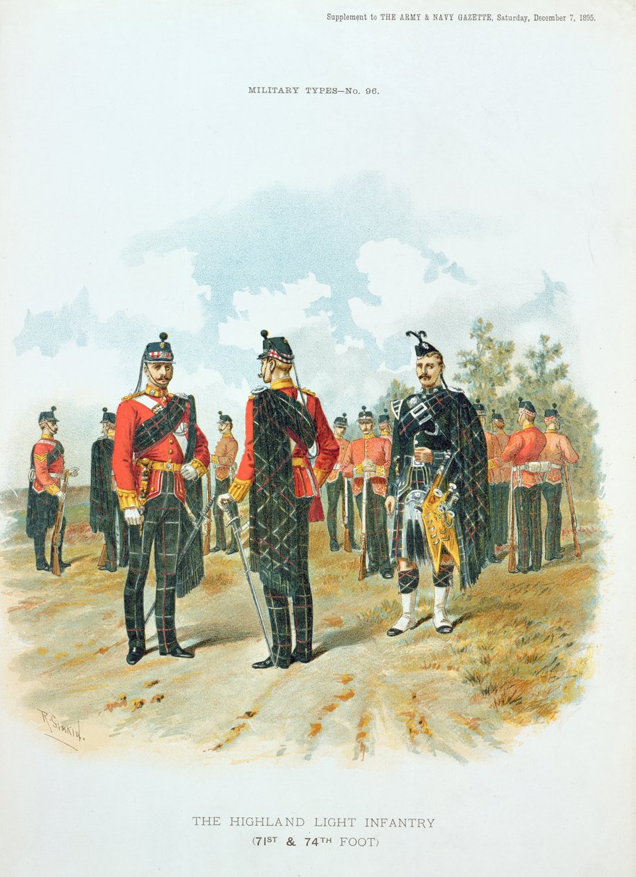 The Highland Light Infantry, från tillägget till Art and Navy Gazette, 7 december, 1895 av Richard Simkin